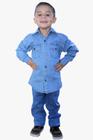 Camisa Social jeans infantil manga longa para menino