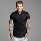 Camisa Social Lisa Masculina Manga Curta Slim Fit