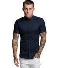 Camisa Social Lisa Masculina Manga Curta Slim Fit