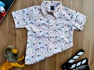 Camisa Social Manga Curta Estampada para Menino