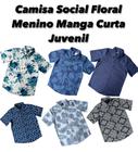 Camisa Social Manga Curta Floral Menino Juvenil Infantil Confortável Envio Já