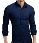 Camisa Social Manga Longa Slim Fit Algodão