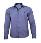 Camisa Social Masculina Azul Mescla