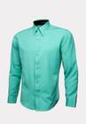 Camisa Social Masculina Blusa Slim Camiseta Verde Lisa
