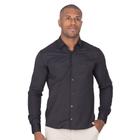 Camisa Social Masculina Manga Fit Lisa Longa Com Bordado