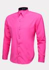 Camisa Social Masculina Manga Longa Blusa Slim Pink Camiseta