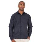 Camisa Social Masculina Manga Longa Com Bolso Bordado Lisa