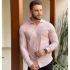 Camisa Social Masculina Manga Longa Linho Algodão Cores Vari