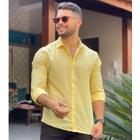 Camisa Social Masculina Manga Longa Linho Slim Linha Premium Luxo Não Amassa