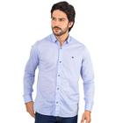 Camisa Social Masculina Manga Longa Lisa Com Bordado