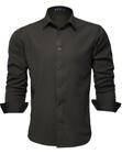 Camisa Social Masculina Manga Longa Lisa Slim