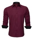 Camisa Social Masculina Manga Longa Lisa Slim