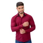 Camisa Social Masculina Manga Longa Slim Fit Marsala