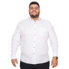 Camisa Social Masculina Plus Size Bolso Bordado Manga Longa