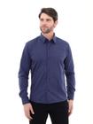 Camisa Social Masculina Premium Tipo Linho Azul Marinho