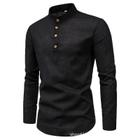 Camisa Social Masculina Slim Fit - Gola em Pé, Manga Comprida