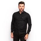 camisa social estampada preta