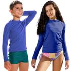 Camisa Térmica Infantil Juvenil Proteção Solar Manga Longa Tecido Gelado 2 a 14 anos Praia Piscina Fator uv 50+