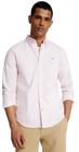 Camisa Tommy Hilfiger masculina de manga comprida Oxford listrada rosa S