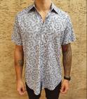 Camisa viscose, folhas tropicais