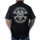 Camisa Workshirt Preta Rebel Skull 1% MC Mecânico Old School No Remorse