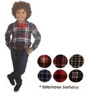 Camisa Xadrez Flanelada C/ Lenço Fantasia Festa Junina De 2 À 8 Anos