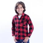 Camisa Xadrez Flanelada Infantil Vermelho e Preto com lenço e retalhos