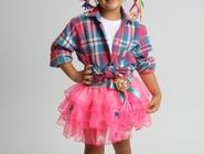 Camisa Xadrez infantil Flanelada linda do 2 ao 16 com lenço