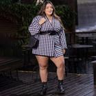 Camisa Xadrez Plus Size Feminina Tamanho Grande Versátil Soltinho Festa Junina Manga Longa