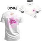 Camiseta 100% Algodão Confortável Premium Estampada Urso Roxo Frente e Costas