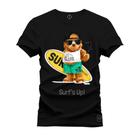 Camiseta 100% Algodão Confortável Premium Estampada Urso Surf