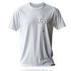 Camiseta 100% Algodão - Fio 30.1- estampada mensagem cristã JESUS-LOVE - CRUZ