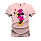 Camiseta 100% Algodão Premium Estampada Minnie Beijinho