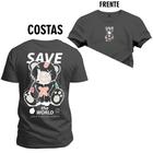 Camiseta 100% Algodão Premium Estampada Save Urso Frente e Costas