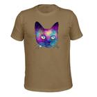 Camiseta 100% Algodão Tecido Macio Gato Colors