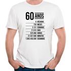 Camiseta 60 anos contagem numeros frases presente criativo