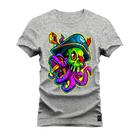 Camiseta Algodão 30.1 Premium Estampada Polvo Pirata