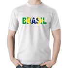 Camiseta Algodão Bandeira Brasil Letras - Foca na Moda
