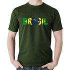 Camiseta Algodão Bandeira Brasil Letras - Foca na Moda