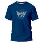 Camiseta Algodão Básica Premium Estampa Digital Gótico Blue