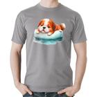 Camiseta Algodão Cachorrinho Na Piscina - Foca na Moda