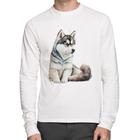 Camiseta Algodão Cachorro Husky Siberiano Manga Longa - Foca na Moda