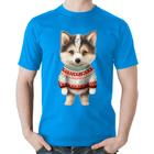 Camiseta Algodão Cachorro Husky Siberiano Natalino - Foca na Moda