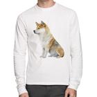 Camiseta Algodão Cachorro Shiba Inu Manga Longa - Foca na Moda