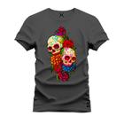 Camiseta Algodão Confortável Premium Caveira Mexicana