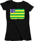 Camiseta Algodão Feminina Bandeira Estado do Goiás Aquarela