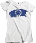 Camiseta Algodão Feminina Camisa time futebol bandeira tinta Cruzeiro