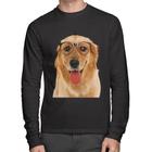 Camiseta Algodão Golden Retriever de Óculos Manga Longa - Foca na Moda