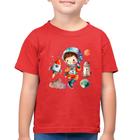 Camiseta Algodão Infantil Astronauta Criança e Foguetes - Foca na Moda