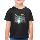 Camiseta Algodão Infantil Bateria Arte - Foca na Moda